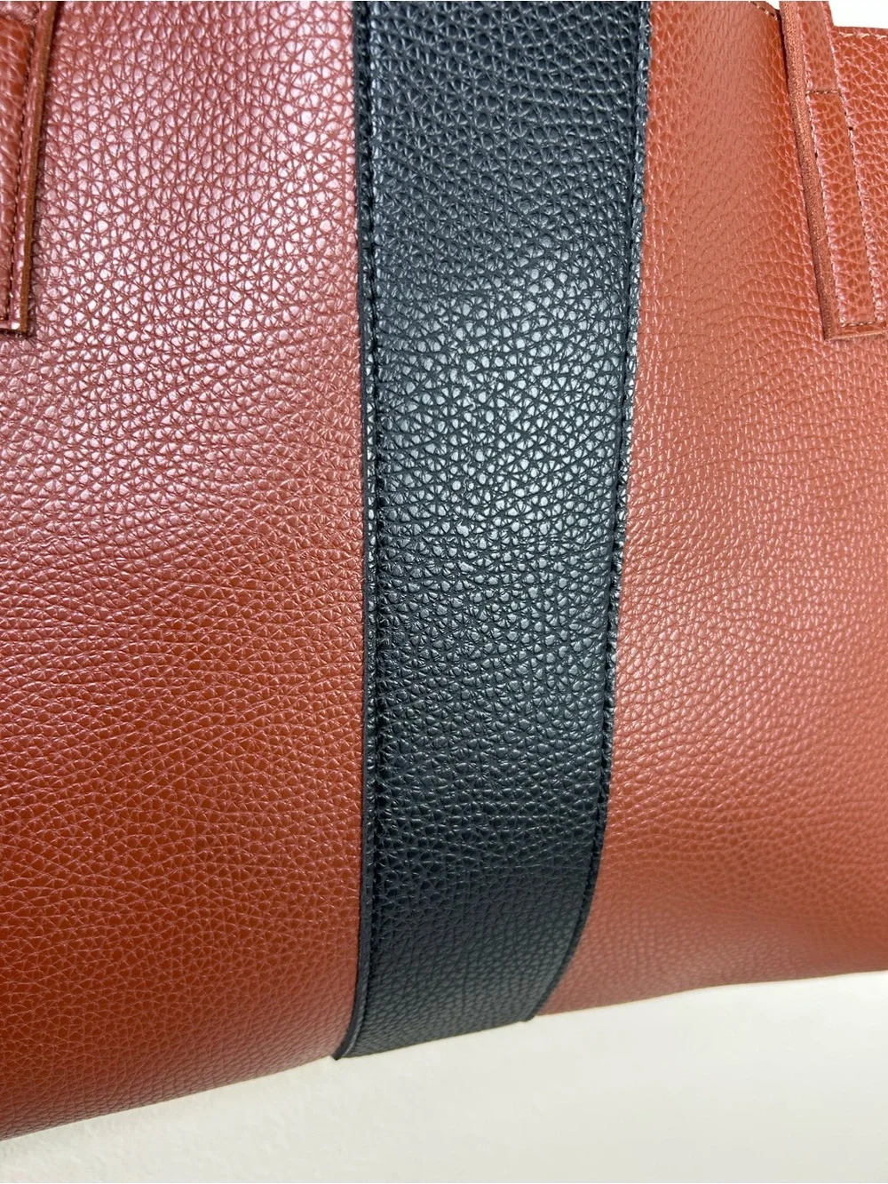 Vince Camuto Faux Pebble‎ leather Brown Black Laptop Tote Bag Minimalist Work